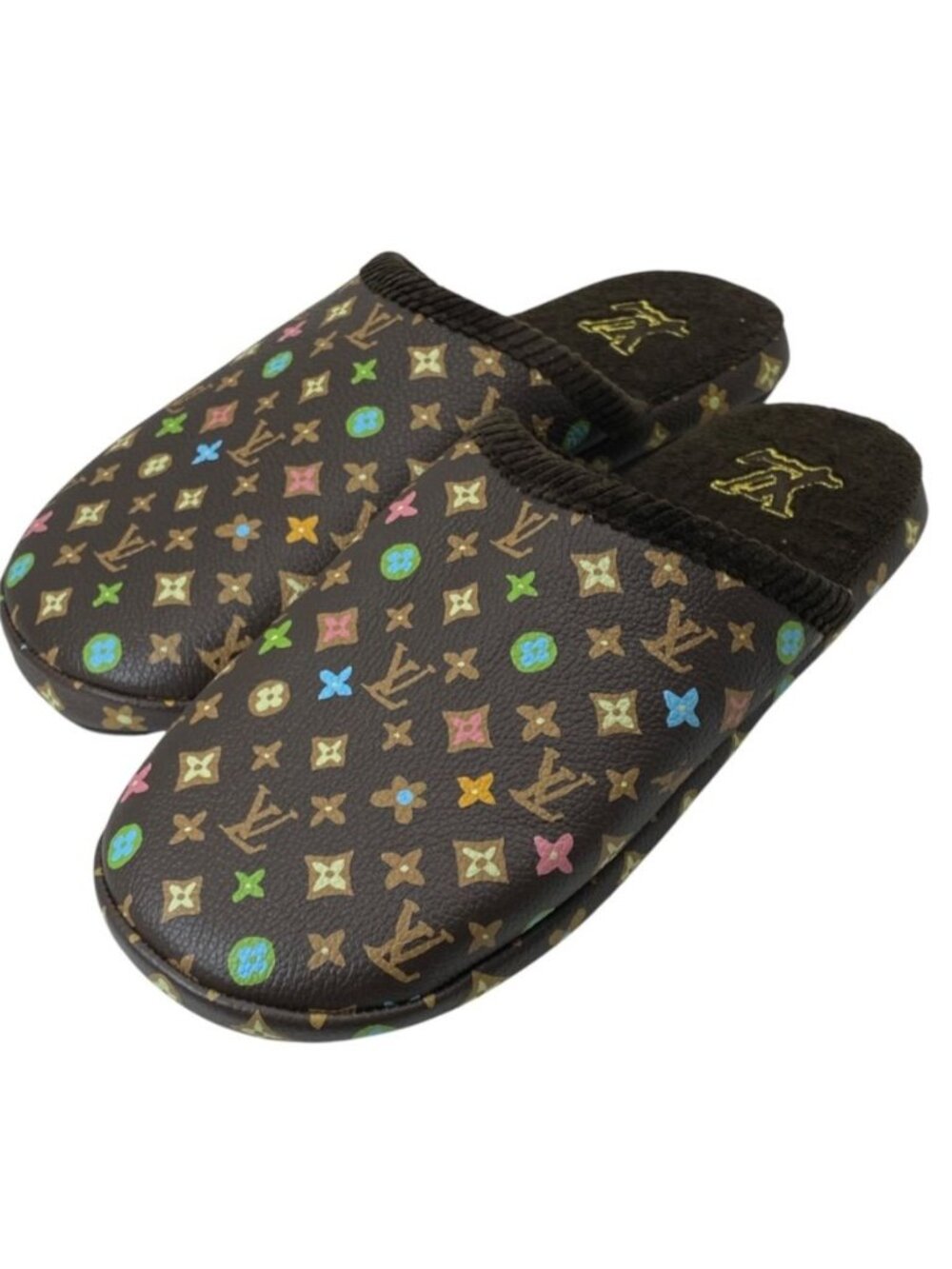 Louis Vuitton LV Palace Line Slippers Mules Monogram Craggy Leather Pile Brown